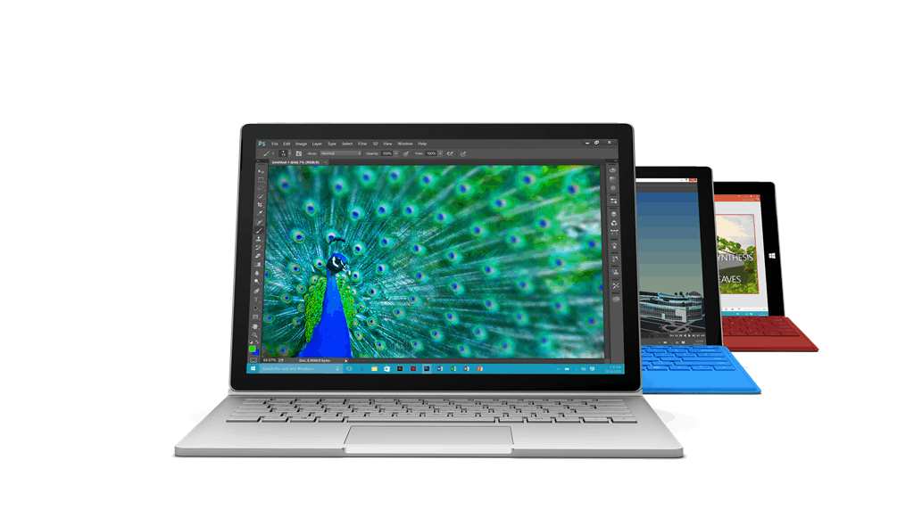Microsoft Surface Book, Microsoft Surface Pro 4, Microsoft Surface 3